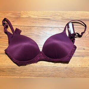 Victoria's Secret Burgundy Lace-Trim T-Shirt Bra